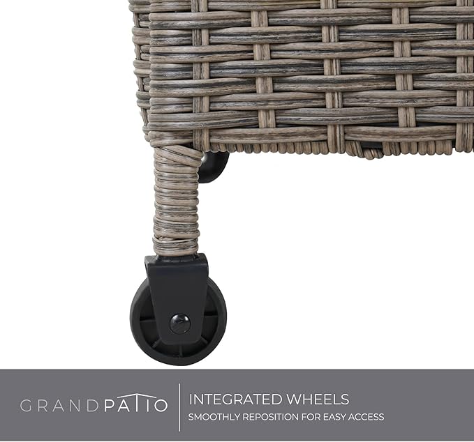 Grand patio 170 Gallon Deck Storage Box Deck Box Outdoor Storage Box Indoor Wicker Storage Bin Patio Storage Box for Patio Furniture Cushions Garden Tools Pool Accessories, Light Brown-VerdiqueGarden