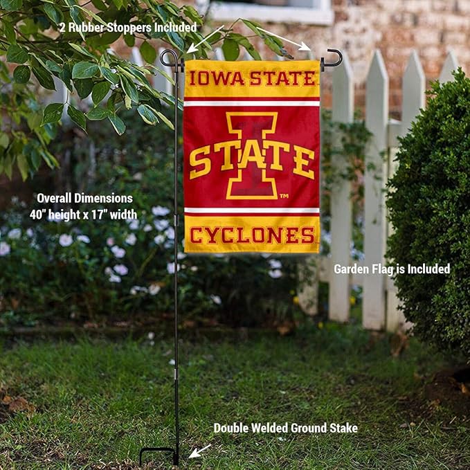 College Flags & Banners Co. Iowa State Cyclones Garden Flag with Stand Holder-VerdiqueGarden