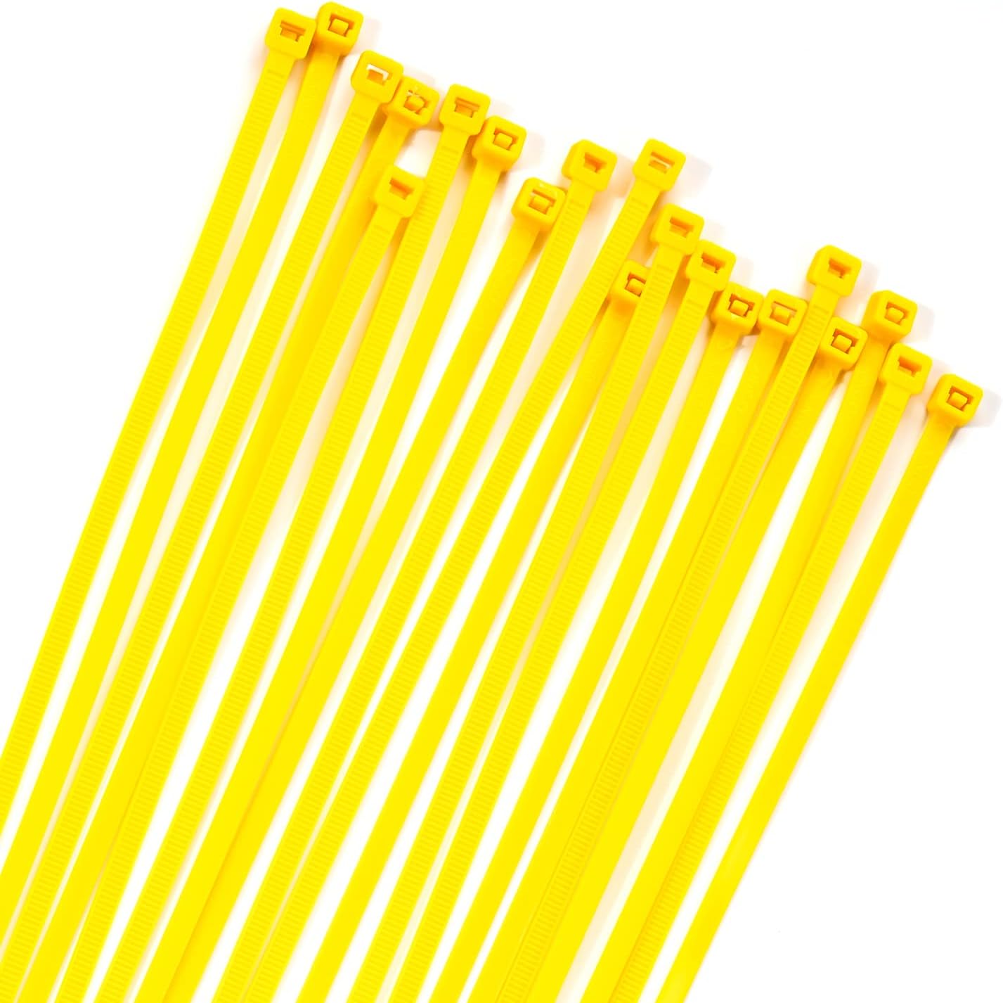 XINGO 100PCS Cable Zip Ties Heavy Duty, Premium Nylon Plastic Wire Ties with 50 Pounds Tensile Strength, Self-Locking Black Nylon Zip Ties for Indoor and Outdoor (16 inch, Yellow)-VerdiqueGarden