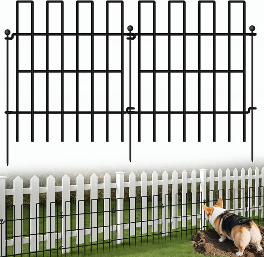 Animal Barrier Fence, 25 Panels Garden Fence Animal Barrier, 27 ft(L)×17 in(H), No Dig Fences for Dogs and Rabbits, Rustproof Metal Garden Fencing, Under Fences Border Barrier for Outdoor, Yard, Patio-VerdiqueGarden