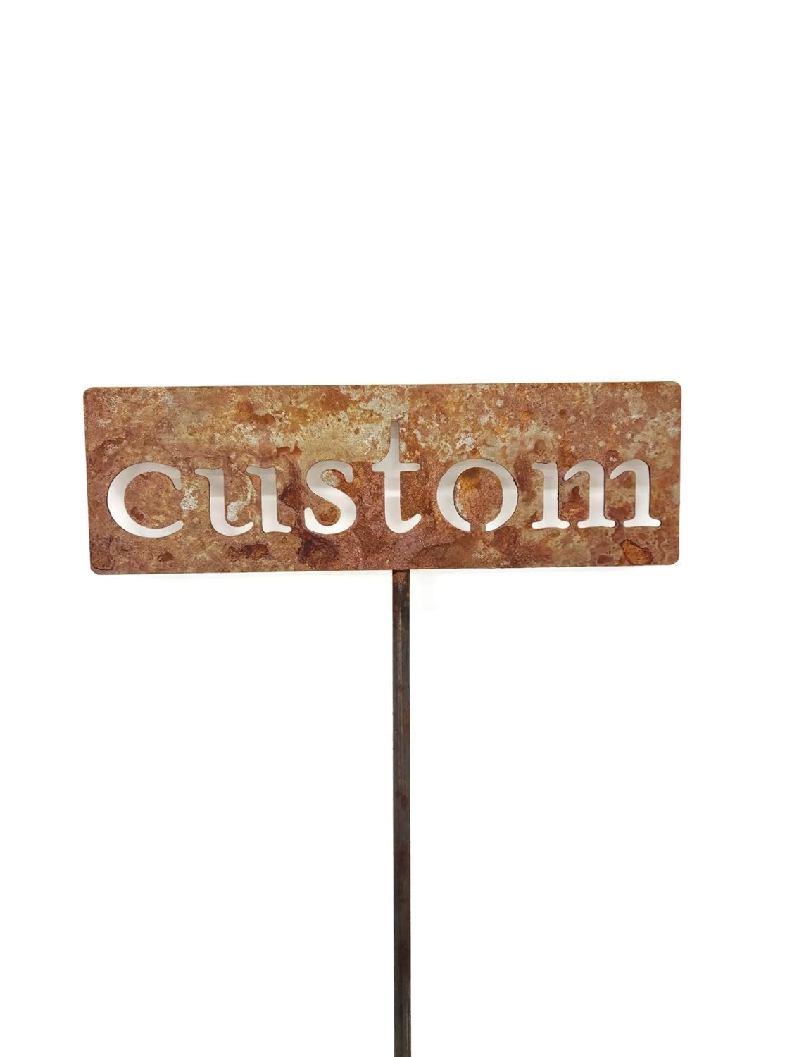 Classic Metal Garden Markers 19 Inches Tall (Custom Text, Naturally Rusted)-VerdiqueGarden