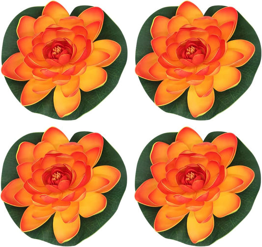 FZBNSRKO Artificial Lotus,4PCS 7.1" Inch Floating Foam Lotus Flowers for Pool,Realistic Water Lily Pads for Home Outdoor Patio Pond Wedding Party Decorations,Sunset Red-VerdiqueGarden
