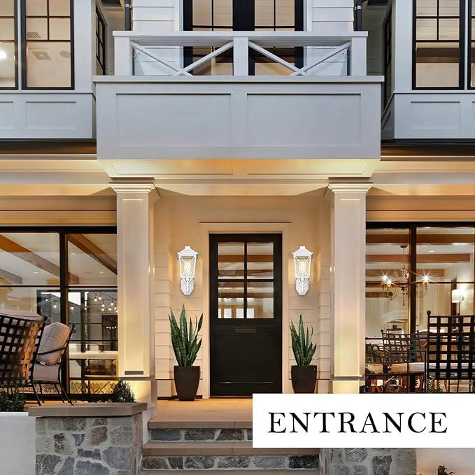 Darkaway Outdoor Wall Light Fixture,Outside Porch Lights Wall Mounted Seeded Glass Exterior Waterproof Lantern Modern E26 Socket Wall Sconce Lighting for Front Door Yard Patio-VerdiqueGarden