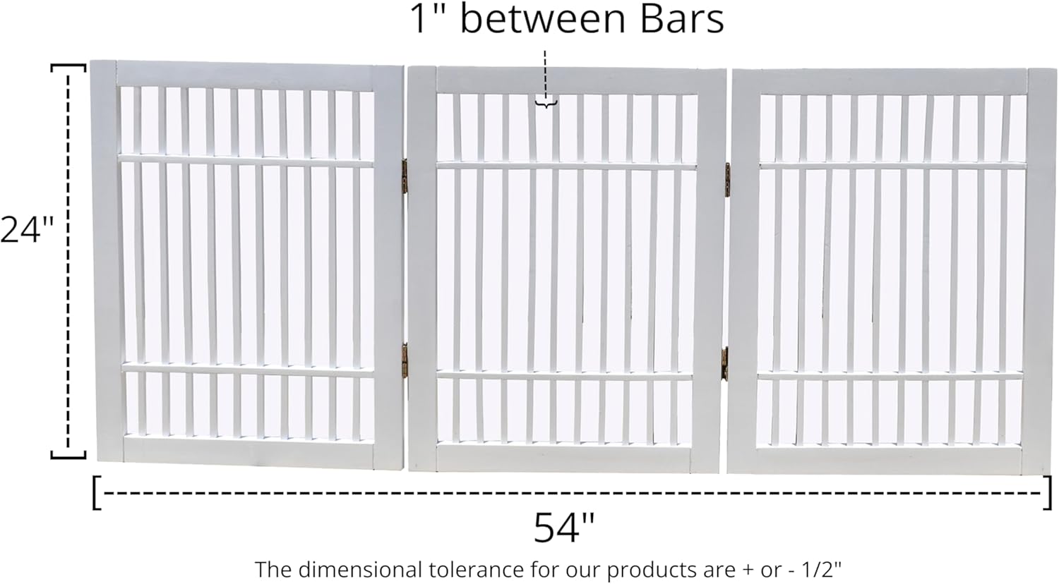 Pet Dog Gate Strong and Durable Freestanding Folding Acacia Hardwood Portable Wooden Fence Indoors or Outdoors by Urnporium (White Pet Gate, 3 Panel 24" Tall)-VerdiqueGarden