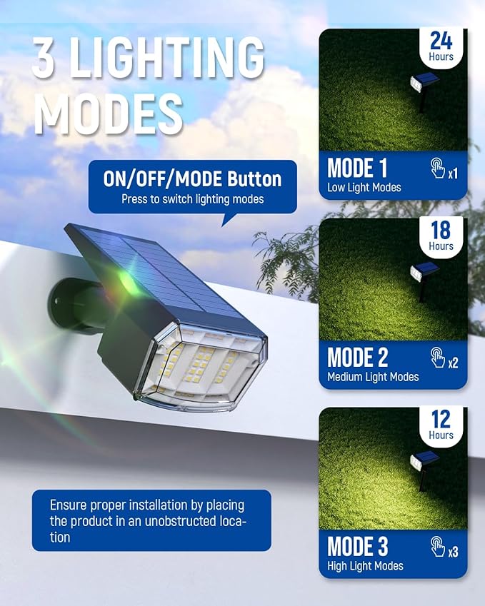 Solar spotlights Outdoor 63 LED 3 Lighting Modes, IP65 Waterproof Lighten Yard Garden House Garage Pathway for Christmas Decorations-6 Pack-VerdiqueGarden