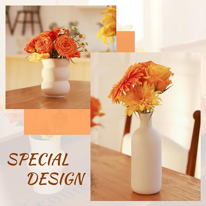 Ceramic Vase for Decor, White Boho Ceramic Vase in Bulk Small Boho Vases Set for Home Modern Minimalist Farmhouse Decoration White Bud Vases for Shelf Decor, Table, Bookshelf (Set of 9)-VerdiqueGarden