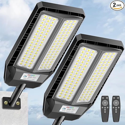 5000W Solar Lights Outdoor - 7000K LED Solar Street Lights Outdoor with Motion Sensor and Remote Control, IP66 Waterproof, Dusk to Dawn for Yard, Patio, 2 Pack-VerdiqueGarden