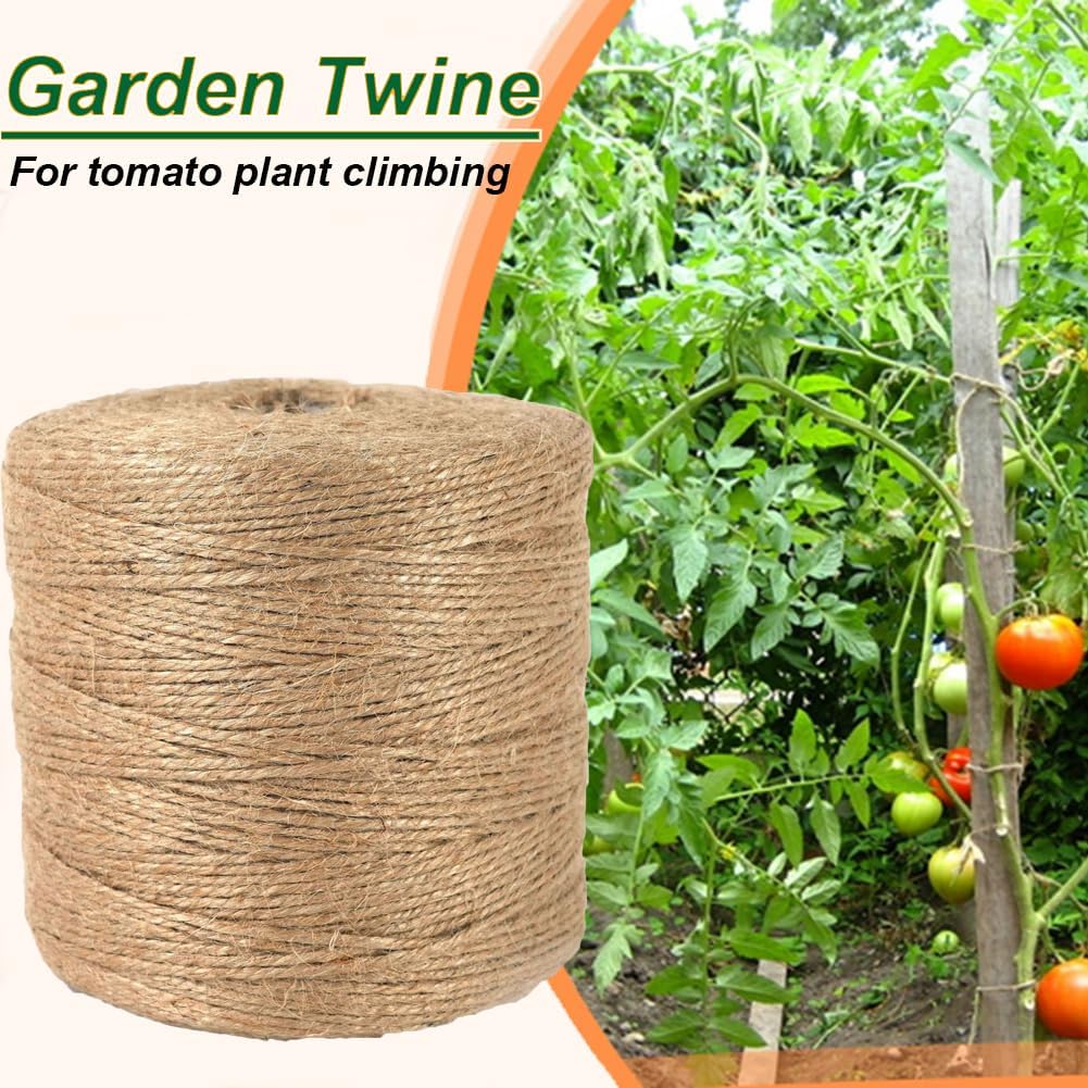 ARISKEY Natural Jute Twine 3mm,1313 Feet Garden String Long Cord Suitable for Crafting and Weaving Projects,Gardening Purposes and Outdoor Heavy-Duty Use-VerdiqueGarden
