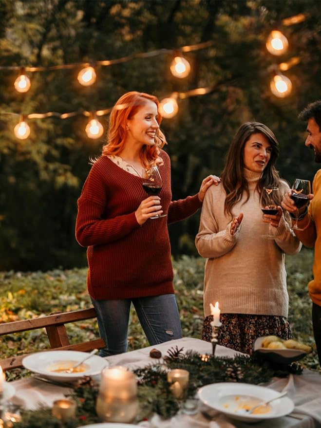 DAMAING Outdoor String Lights 400FT Patio Lights with 208 shatterproof G40 dimmable Globe LED Bulb, Waterproof connectable Outdoor Lighting for Backyard Porch Balcony gazobo, 4-Pack 100FT,Black-VerdiqueGarden