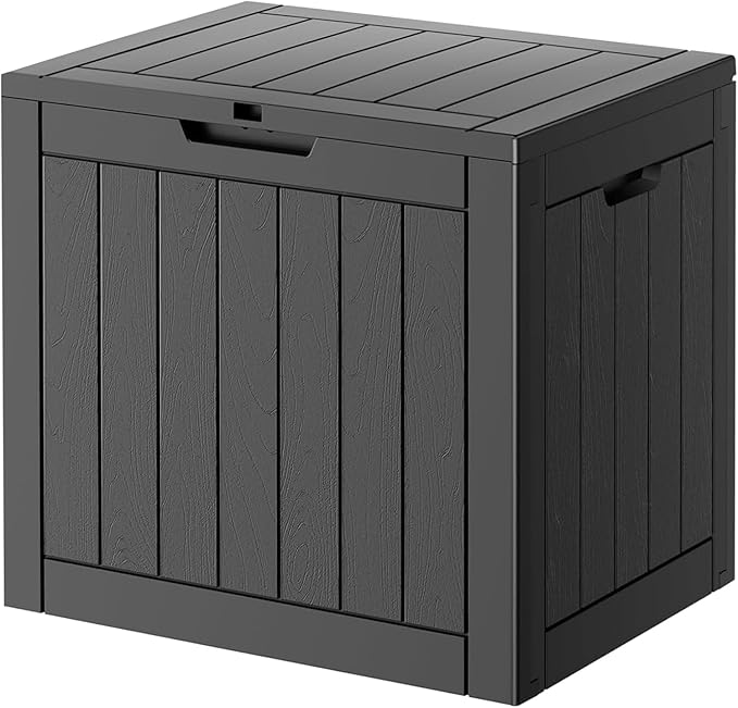 33 Gallon Outdoor Storage Box, Waterproof Resin Deck Box for Indoor & Outdoor Use – Lockable Patio Storage Bin for Garden Tools, Package Deliveries, Pool Accessories, Sports Gear & Furniture-Black-VerdiqueGarden