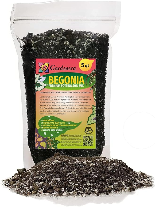 Premium Begonia Plant Soil Mix by Gardenera - Stimulate Growth and Elevate Flower Color with Nourishing Formula - 5 Quart-VerdiqueGarden