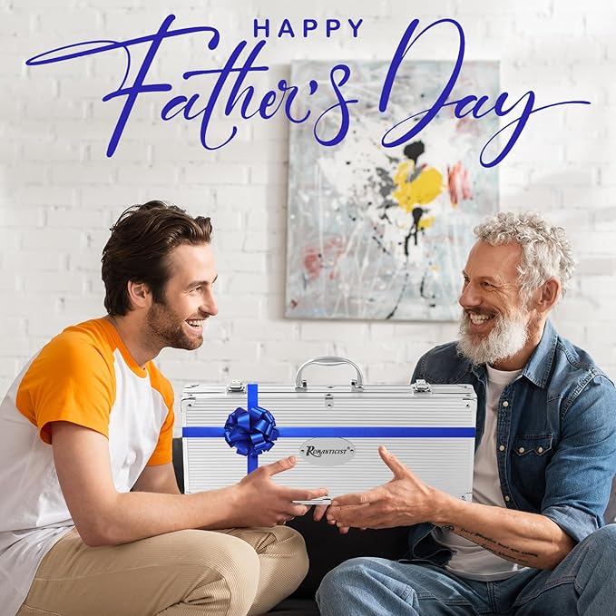 ROMANTICIST 25pcs Extra Thick BBQ Grill Accessories, Fathers Day Grilling Gifts Set for Men Dad, Heavy Duty Grill Tools Utensils Kit with Spatula, Tongs in Aluminum Case for Birthday Black-VerdiqueGarden