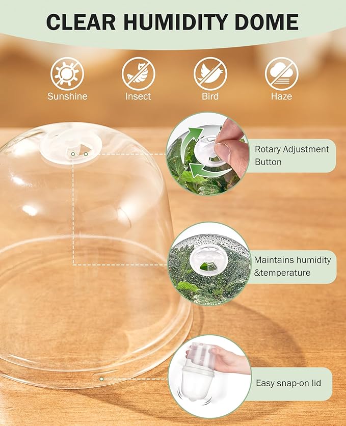 homenote Clear Nursery Pots for Plants,3/4/5 Inch Plant Pot for Planting with Humidity Domes Plastic Seedling with Drainage Holes Seed Starter Flower High Transparency (15 Pack)-VerdiqueGarden