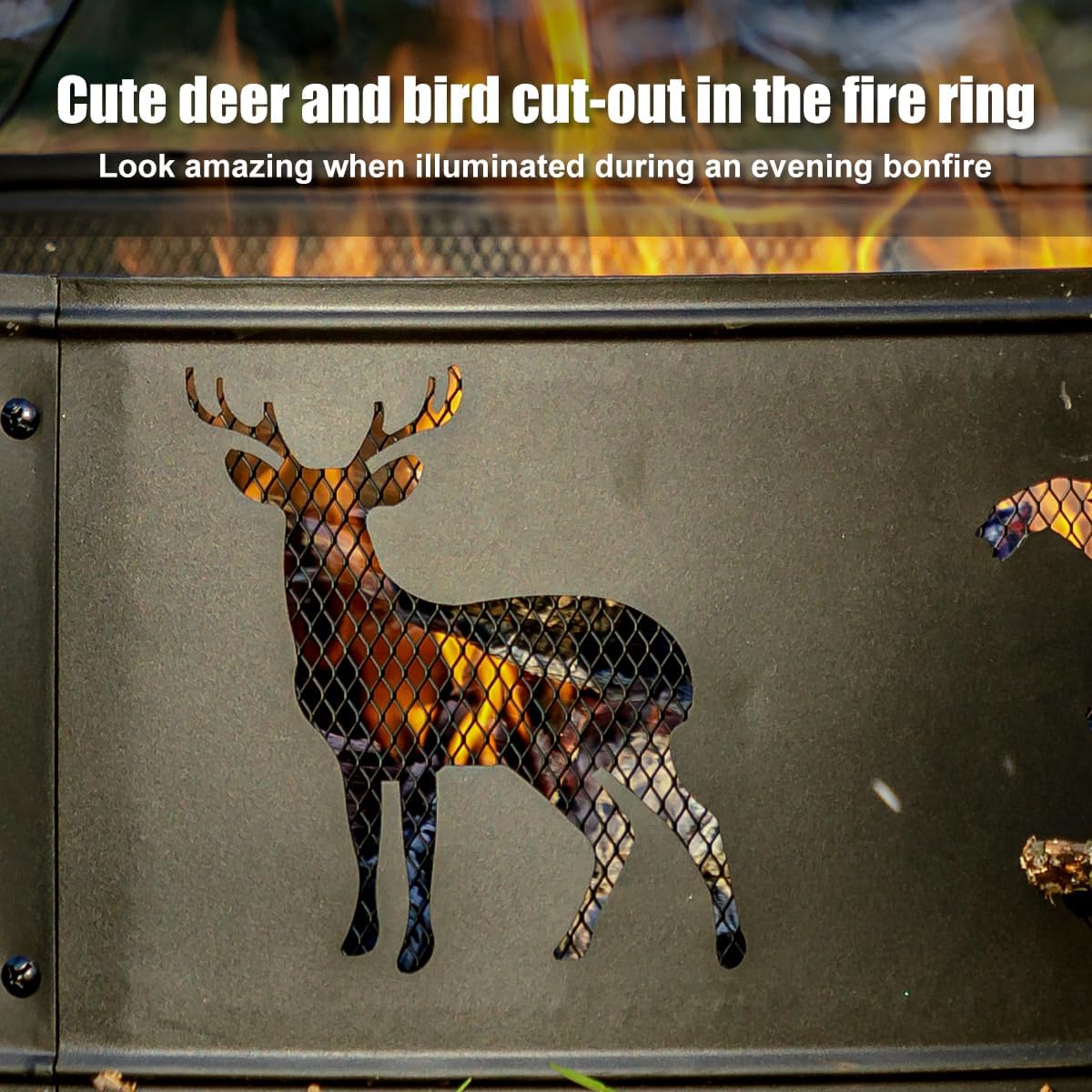 Fire Ring,Firepit Ring for Camping, Wood Burning Fire Pit for Outside,Yard,Garden,Outdoor Fireplace-VerdiqueGarden