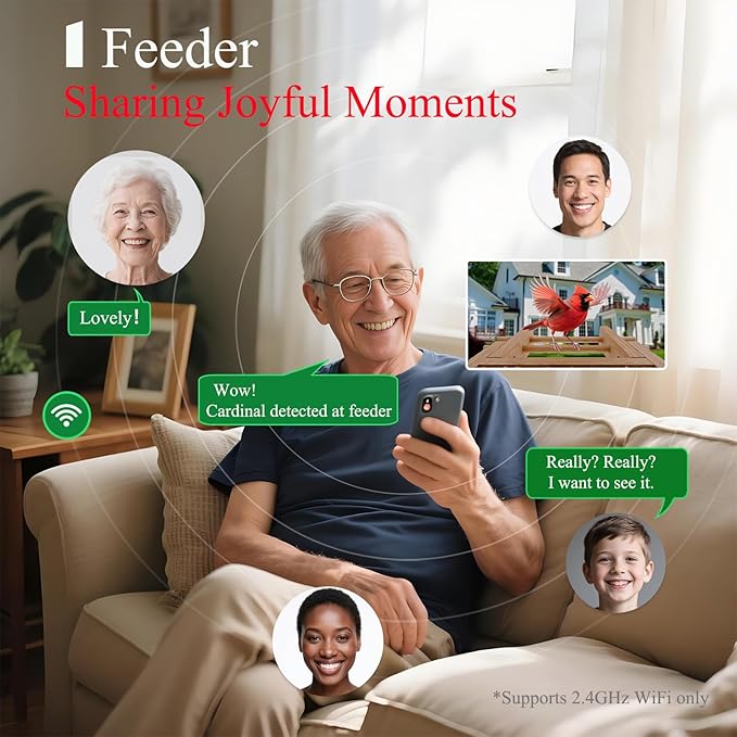 Smart Bird Feeder with Camera for Wild Birds - Identifies 11,000+ Species, Solar Panel Wireless Outdoors Bamboo Birdhouse with Cam, 2K HD Live Video & Instant Alerts - Bird Lover Gifts-VerdiqueGarden