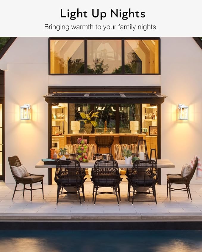 White Outdoor Wall Lights, Dusk to Dawn Exterior Lighting Fixtures, Waterproof Outside Lights for House, Garage, Garden, Entryway, Doorway, Anti-Rust, Modern Style, Tempered Glass-VerdiqueGarden