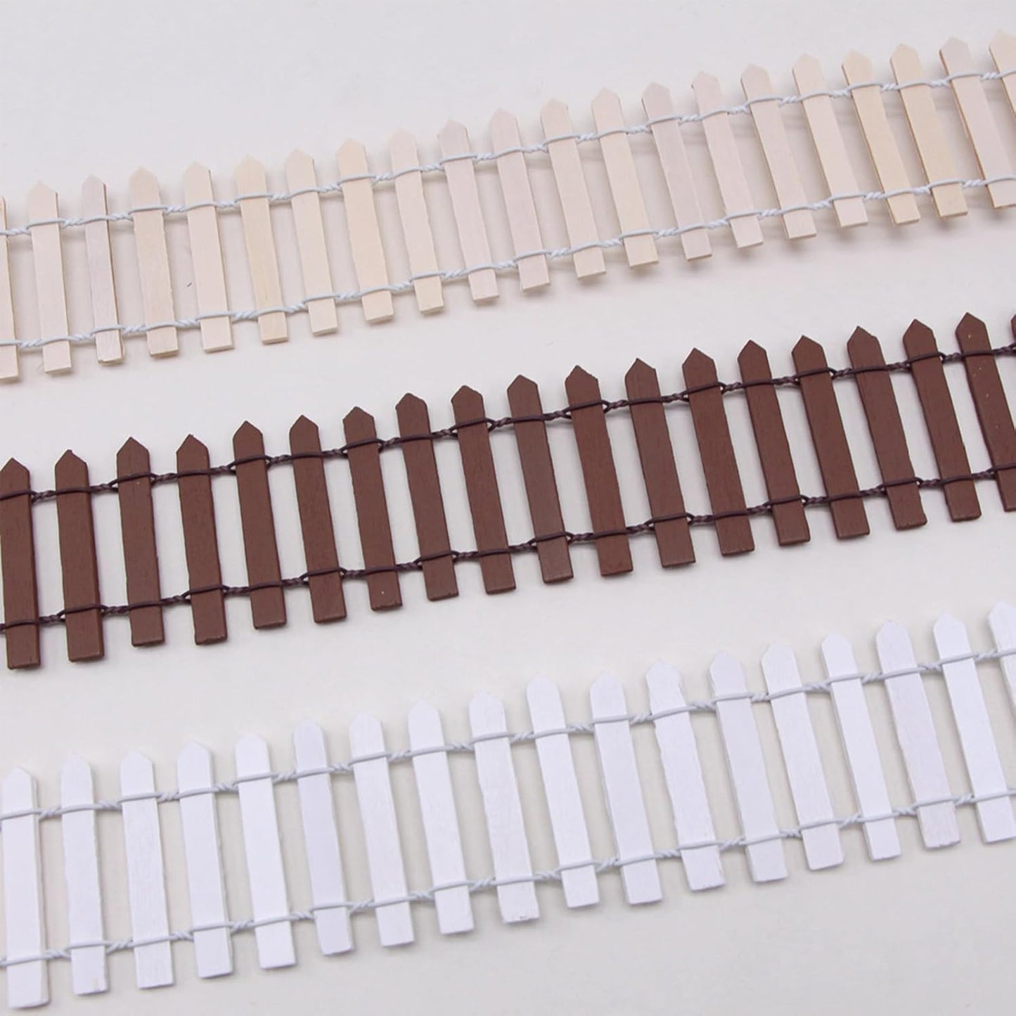 35 Inches White Mini Fairy Garden Fence Small Wood Decorative Picket Fence DIY Micro Landscape Miniature Ornaments for Dollhouse, Crafts, Diorama Project, Plant Pot-VerdiqueGarden
