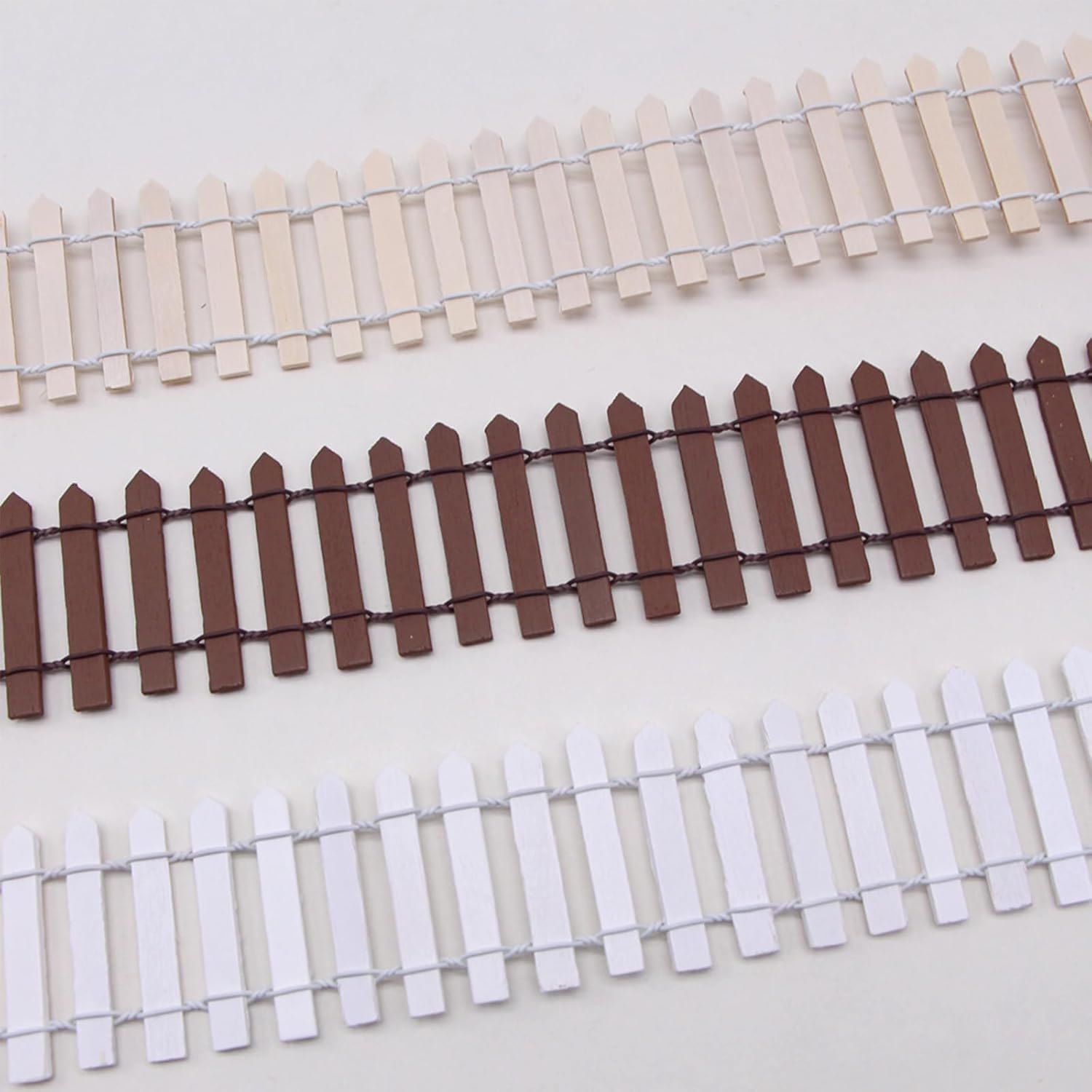 35 Inches White Mini Fairy Garden Fence Small Wood Decorative Picket Fence DIY Micro Landscape Miniature Ornaments for Dollhouse, Crafts, Diorama Project, Plant Pot-VerdiqueGarden