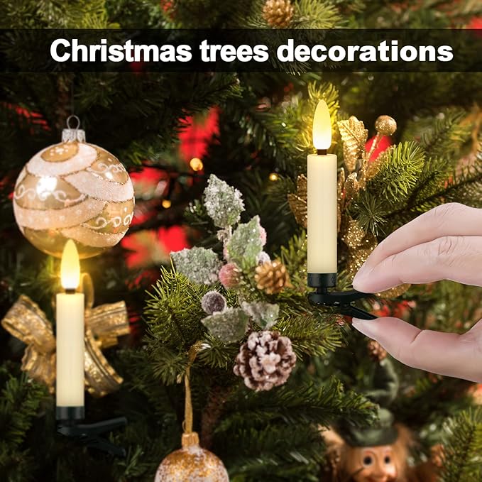 20 PCS Flameless LED Taper Candles Flickering Flame Battery Operated with Remote & Timer Warm White Christmas Tree Candle Lights for Home Kitchen Garden Birthday Party Decoration (20 PCS,Ivory)-VerdiqueGarden