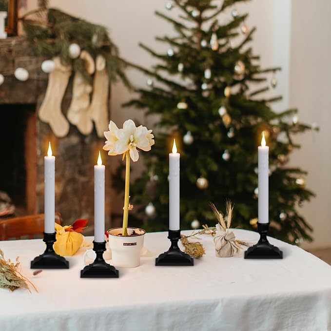 DRomance Flameless Window Candles with Remote Timer, 4 Pack White LED Flickering, Dripping Wax Effect, Suction Cups Included-VerdiqueGarden