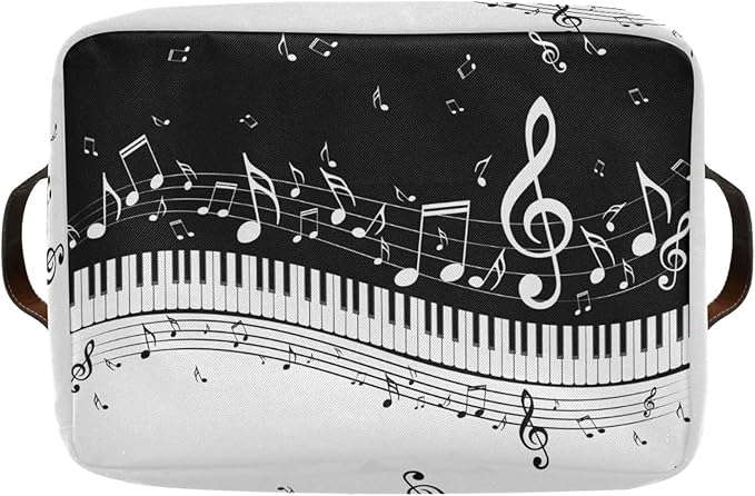 Black White Music Rectangular Storage Basket Organizer Bin Shelf Baskets For Clothes Gifts For Home Office Dorm-VerdiqueGarden