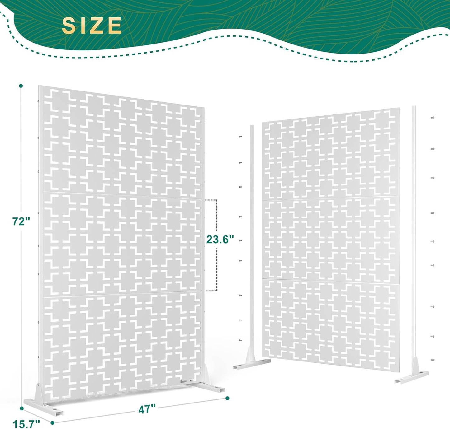 72" H×47" W Metal Privacy Screen Outdoor Privacy Screen Freestanding, Outdoor Privacy Screens and Panels for Patio Lawn Deck(Consists of 3 Panels)-VerdiqueGarden
