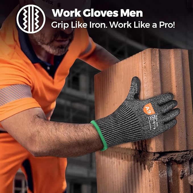 Donfri A9 Cut Resistant Work Gloves for Men - Steel + HPPE Hybrid Safety Gloves for Men, ANSI Cut Level 9 Protection Flexible for Metal Glass Wood Construction Fishing-VerdiqueGarden