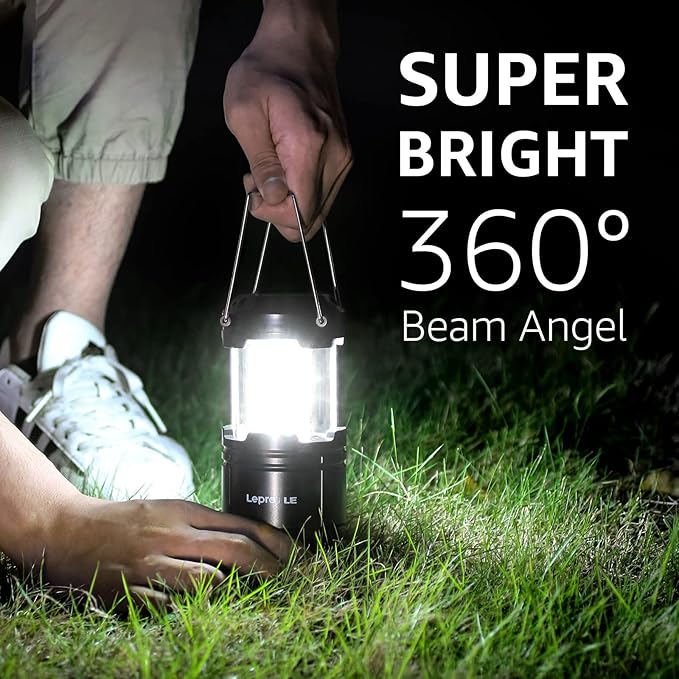 Lepro LED Camping Lanterns Battery Powered, Collapsible, IPX4 Water Resistant, Outdoor Portable Lights for Emergency, Hurricane, Storms and Outages-VerdiqueGarden