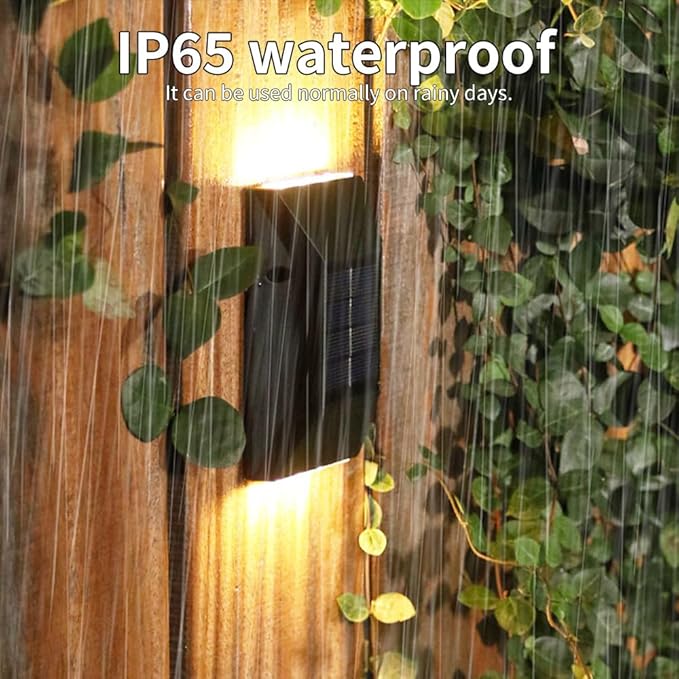 2 Pack Solar Wall Lamps, Solar Fence Lights, Deck Light, LED Solar Wall Lights for Home Garden Porch, Up and Down Lighting Lamp (White Light)-VerdiqueGarden