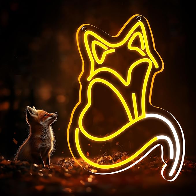 Fox Neon Signs, Fox LED Light for Wall Decor, Dimmable Neon Fox Sign Animal Sign for Fox Lovers Bedroom Living Room Bar Club Art Decor Gifts(14.2 x 9.4 inches) ﻿-VerdiqueGarden