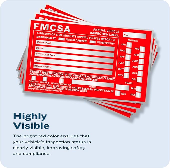 100-Pack DOT Compliant Aluminum Annual Vehicle Inspection Label – Red FMCSA Label with Punch Boxes-VerdiqueGarden