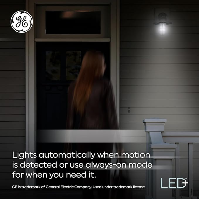 GE LED+ Motion Sensor Fixture, 20W, Flush Mount Ceiling Light with Motion Sensor, Security Light, Soft White-VerdiqueGarden