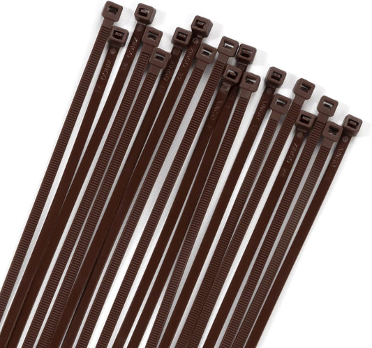 XINGO 100PCS Cable Zip Ties Heavy Duty, Premium Nylon Plastic Wire Ties with 50 Pounds Tensile Strength, Self-Locking Black Nylon Zip Ties for Indoor and Outdoor (12 inch, Brown)-VerdiqueGarden