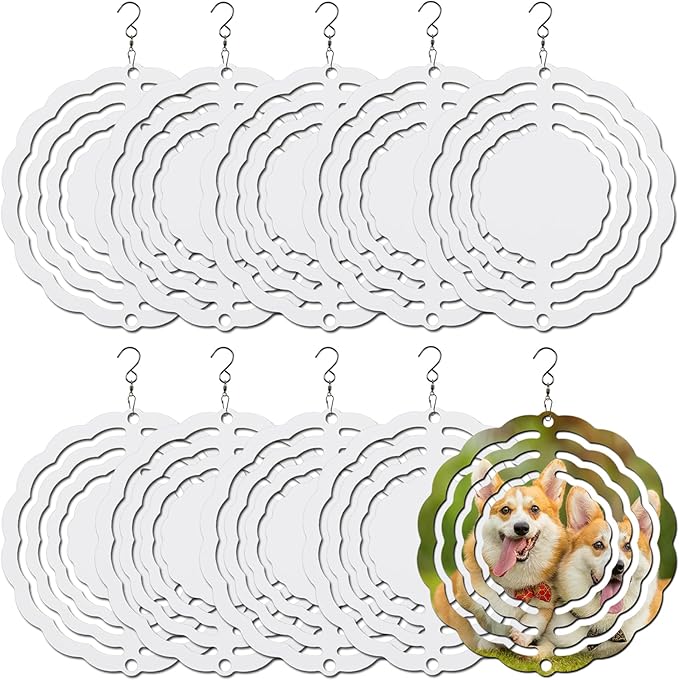 10 pcs Sublimation Wind Spinner Blanks 3 Inch Round 3D Aluminum Sublimation Blanks Wind Spinners Bulk Hanging Wind Spinners DIY Crafts Sublimation Ornaments-VerdiqueGarden