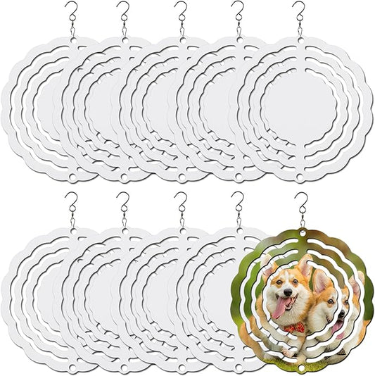 10 pcs Sublimation Wind Spinner Blanks 3 Inch Round 3D Aluminum Sublimation Blanks Wind Spinners Bulk Hanging Wind Spinners DIY Crafts Sublimation Ornaments-VerdiqueGarden