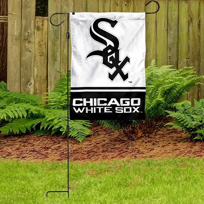 WinCraft White Sox Garden Flag with Stand Holder Flagpole-VerdiqueGarden