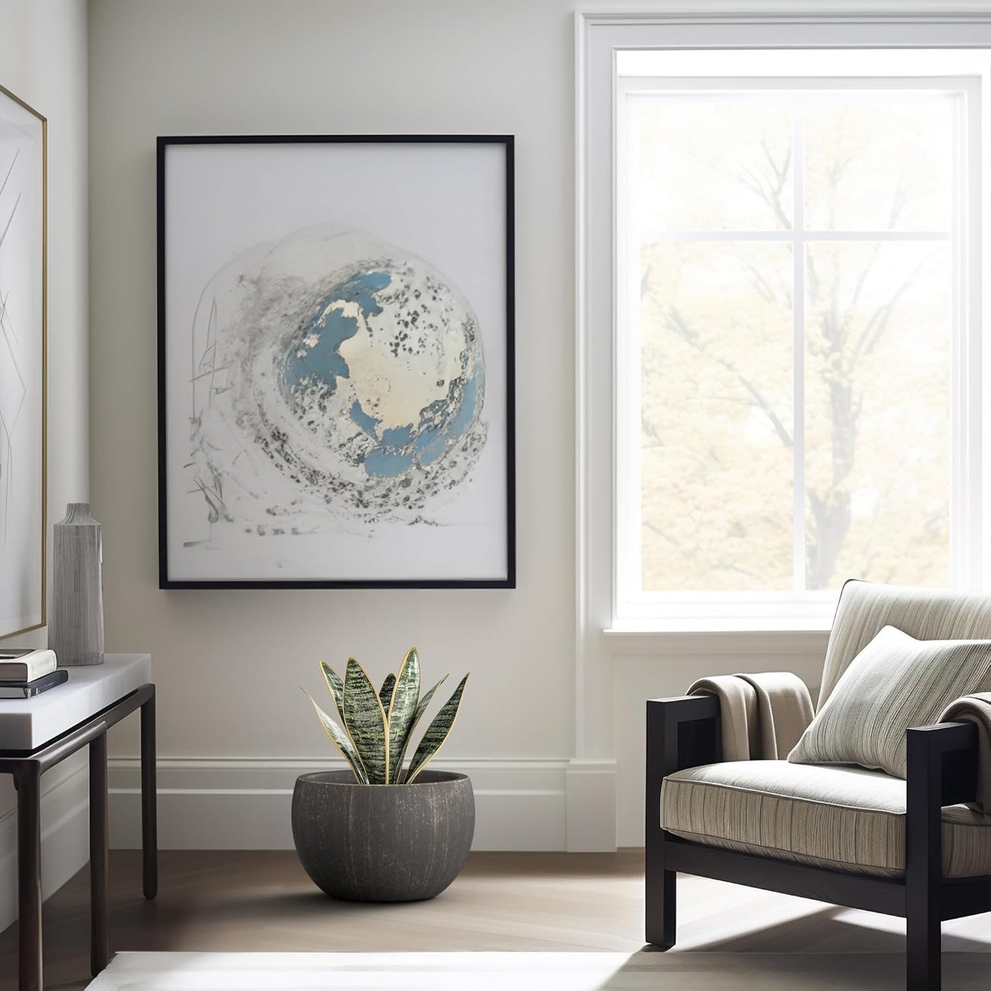 Kante 15.7" Dia Round Concrete Planter, Outdoor/Indoor Large Bowl Plant Pots with Drainage Hole and Rubber Plug for Garden Patio Balcony Home, Oil Rubbed Bronze-VerdiqueGarden