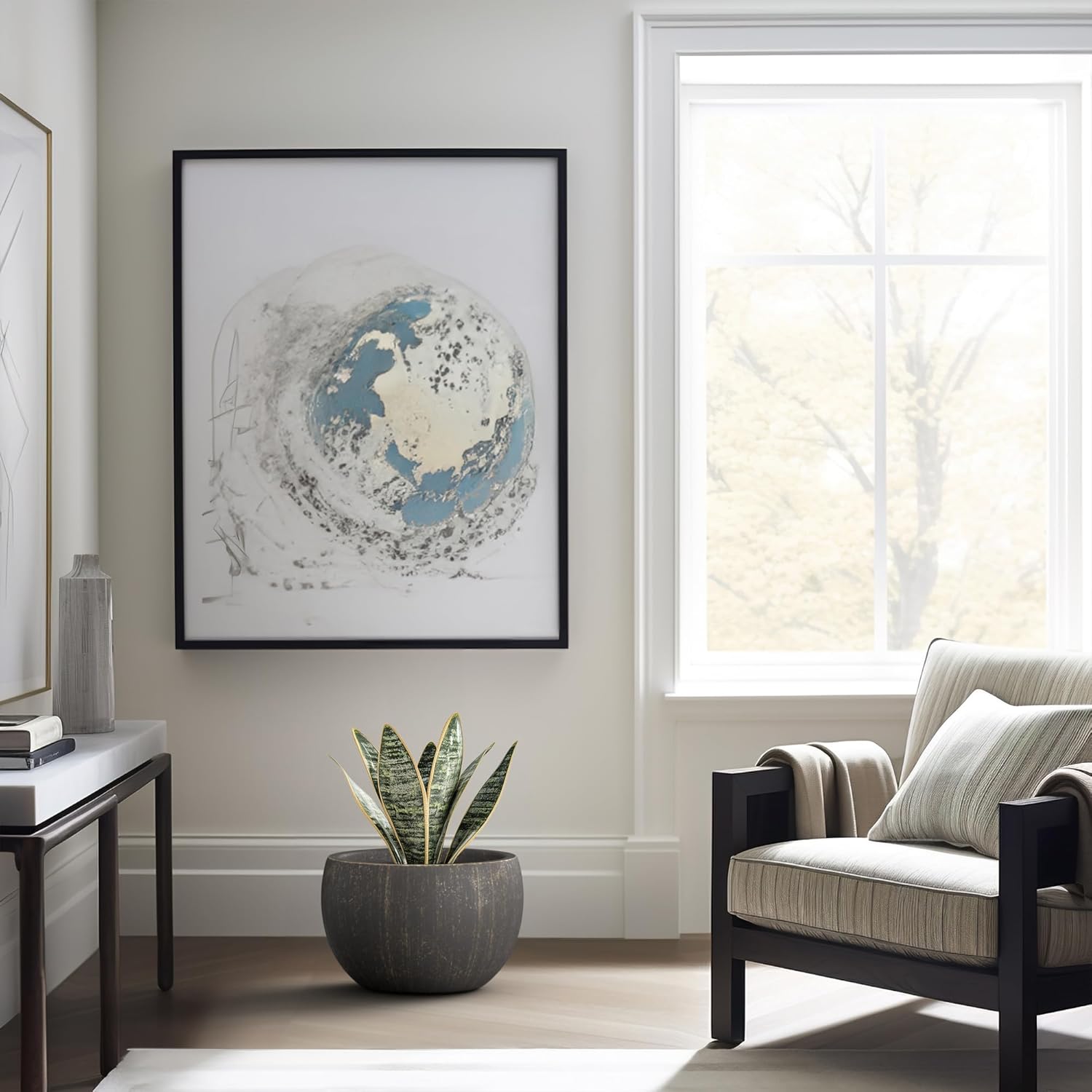 Kante 15.7" Dia Round Concrete Planter, Outdoor/Indoor Large Bowl Plant Pots with Drainage Hole and Rubber Plug for Garden Patio Balcony Home, Oil Rubbed Bronze-VerdiqueGarden