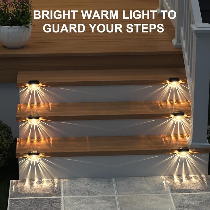 12 Pack Solar Deck Lights Outdoor, Solar Step Lights Waterproof for Outside, Yard, Patio, Garden, Pool, Railing, Stairs, Fence (Warm White)-VerdiqueGarden