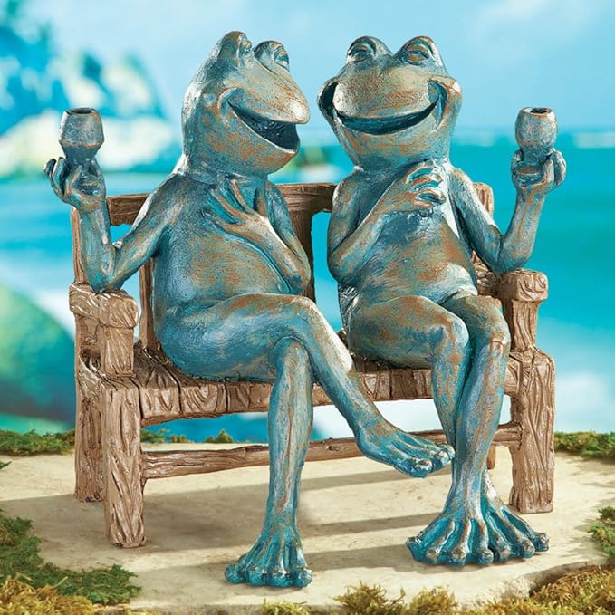 Snoogg 454dgs Happy Hour Frogs Garden Statue, Red-VerdiqueGarden