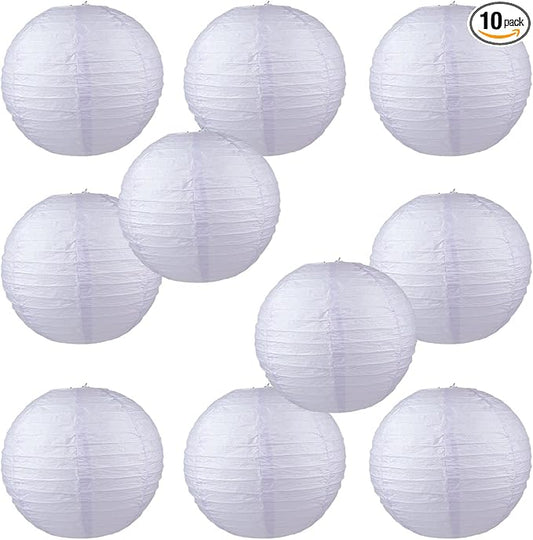 WYZworks - Round Paper Lanterns 10 Pack (Light Lavender, 16") - Hanging Paper Lanterns Lamp for Wedding, Birthday, Party and Home Decorations with 8", 10", 12", 14", 16" Option-VerdiqueGarden