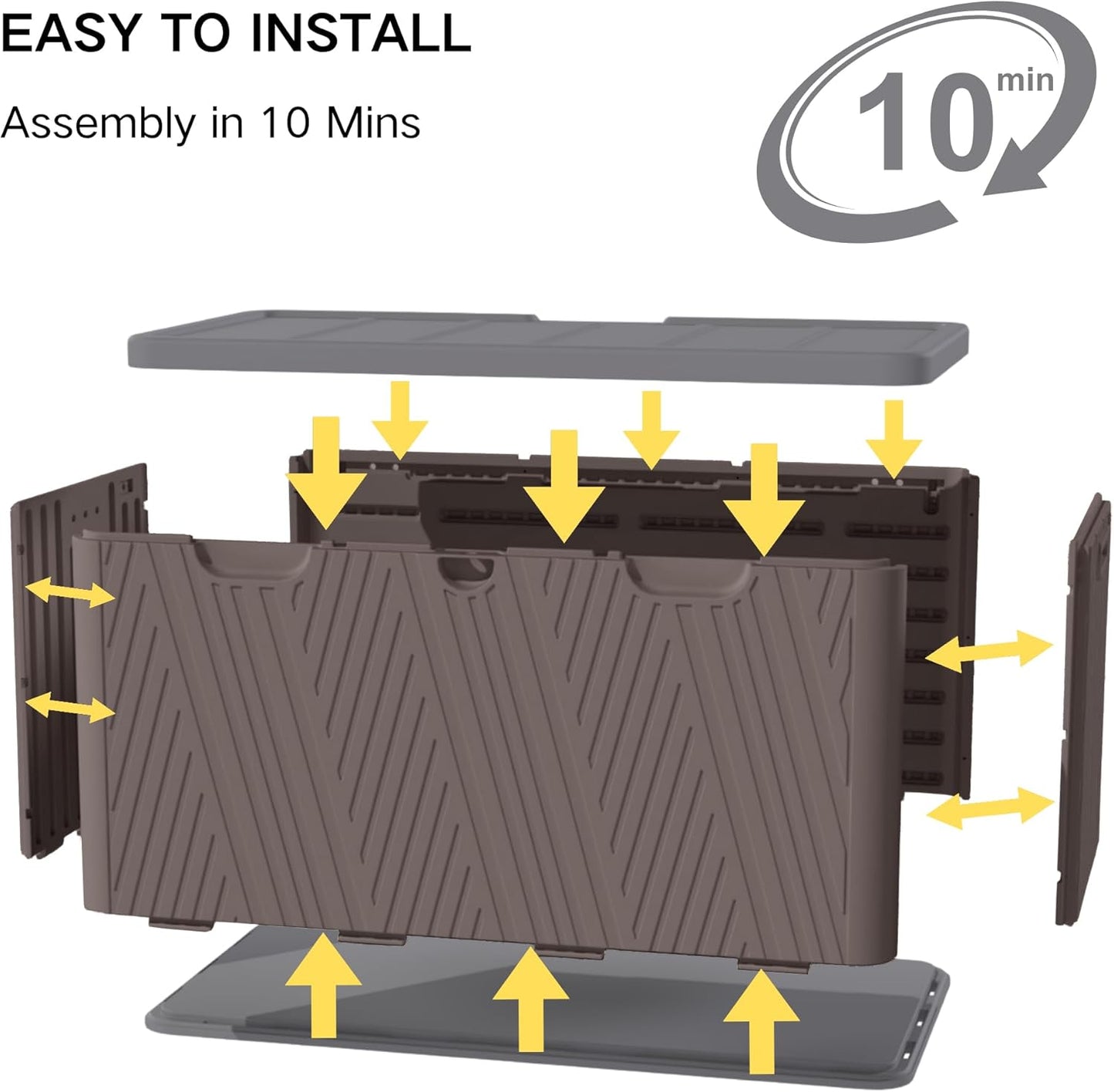 Kingdura 110 Gallon Outdoor Storage Box, Waterproof Resin Deck Box for Indoor and Outdoor Use, Lockable Storage Container for Patio Furniture Cushions Garden Tools (Coffee, 110 Gallon)-VerdiqueGarden