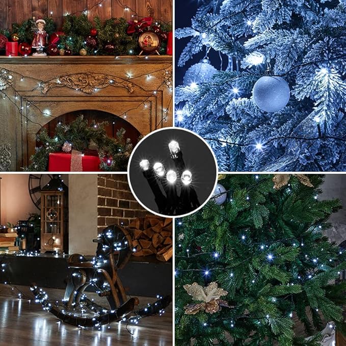 weillsnow White Christmas Fairy Lights Plug in, 200 LED 66FT Waterproof Christmas String Lights, 8 Modes with Memory for Outdoor Indoor Wedding Garden Christmas Decorations (66FT, White)-VerdiqueGarden