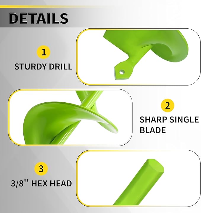 Auger Drill Bit for Planting - 3 x 24 inch Plant Auger for Cordless Drill - Bulb Planter Tool for Bulbs Planting&Holes Digging - 3/8" Hex Drive Drill-VerdiqueGarden