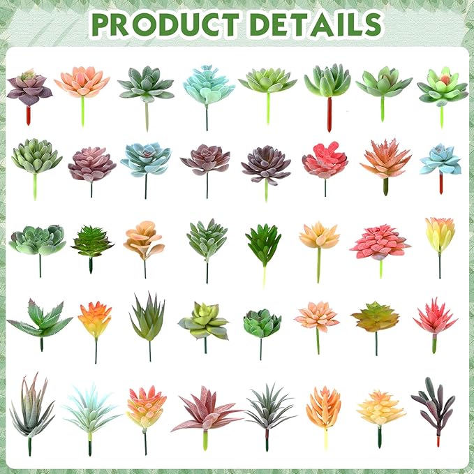 Tigeen 80 Pcs Artificial Plastic Succulents Realistic Textured Assorted Decorative Fake Faux Succulents Unpotted for Lotus Landscape Garden Arrangement-VerdiqueGarden