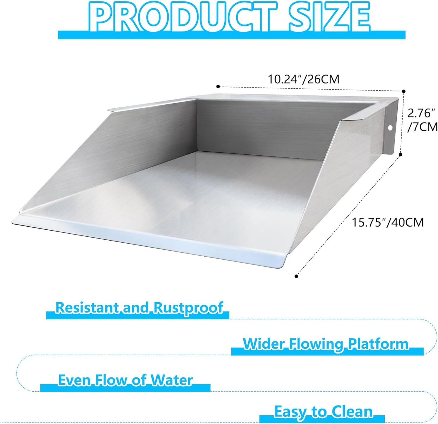 304 Stainless Steel Pool Waterfall Stream Element,Extension Stream,Garden Waterfall DIY Fountain for Garden,Yard,Terrace,Pond Basin,Fountain,Balcony-VerdiqueGarden