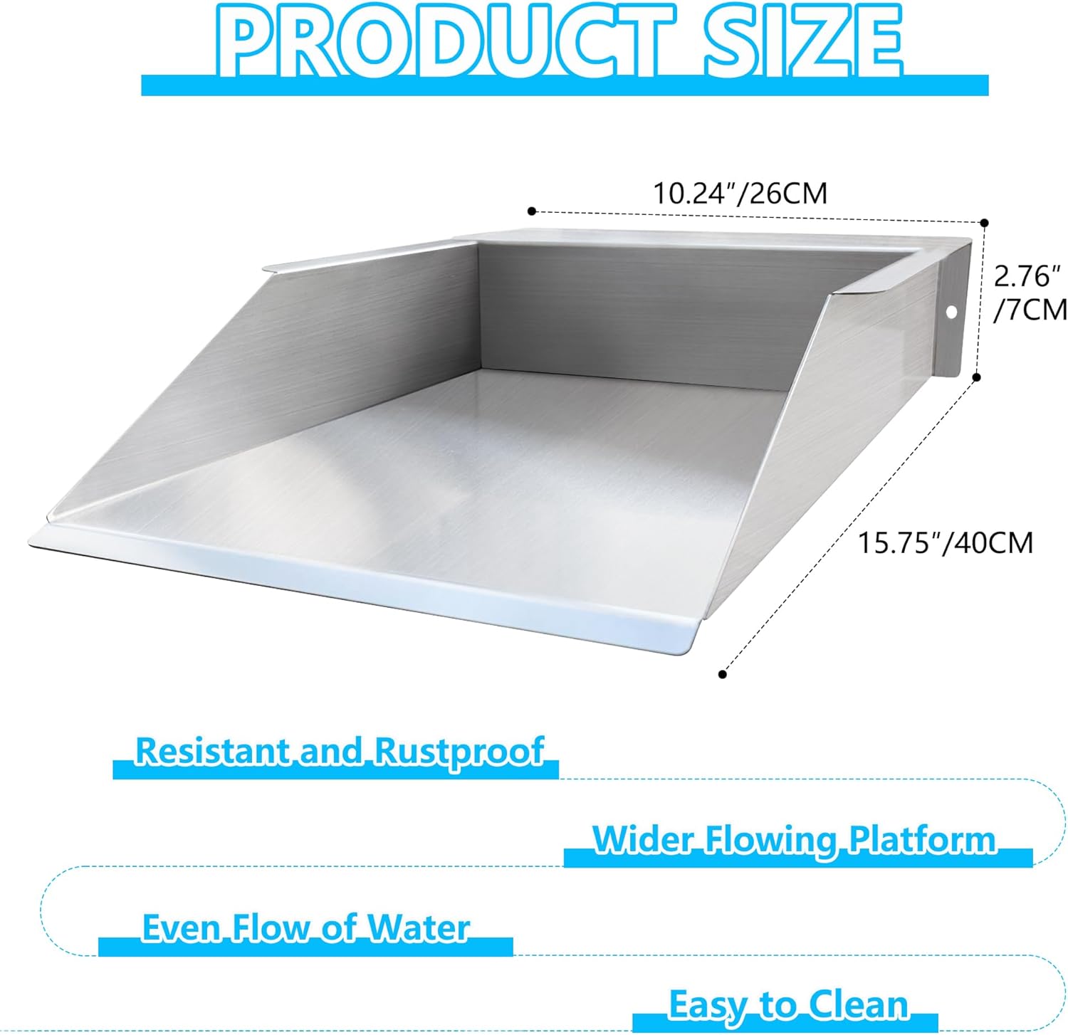 304 Stainless Steel Pool Waterfall Stream Element,Extension Stream,Garden Waterfall DIY Fountain for Garden,Yard,Terrace,Pond Basin,Fountain,Balcony-VerdiqueGarden