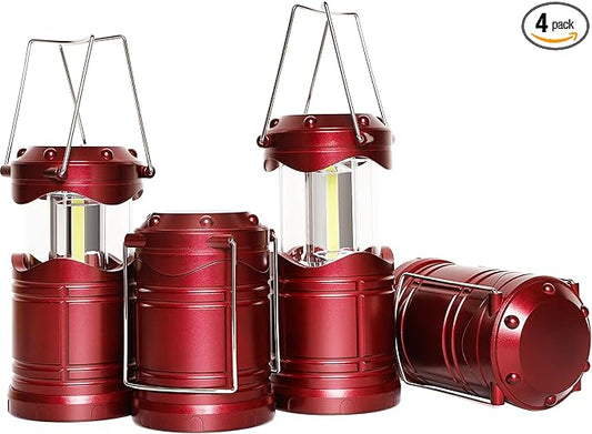 Lichamp LED Camping Lantern, 4 Pack Battery Powered Flashlight for Power Outages, Portable Collapsible Hanging Light Essential for Home, Outdoor, Emergency Lamp Survival Kit Gear for Hurricane,B4BD-VerdiqueGarden