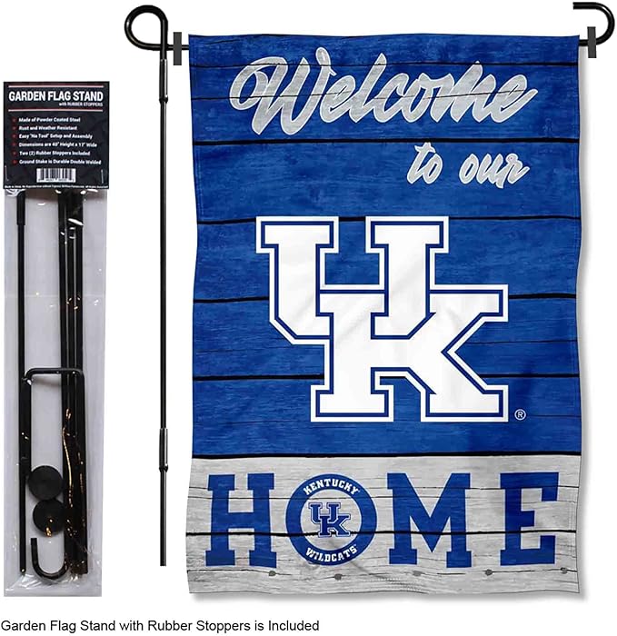 College Flags & Banners Co. Kentucky Wildcats Welcome to Our Home Garden Flag with Stand Holder-VerdiqueGarden