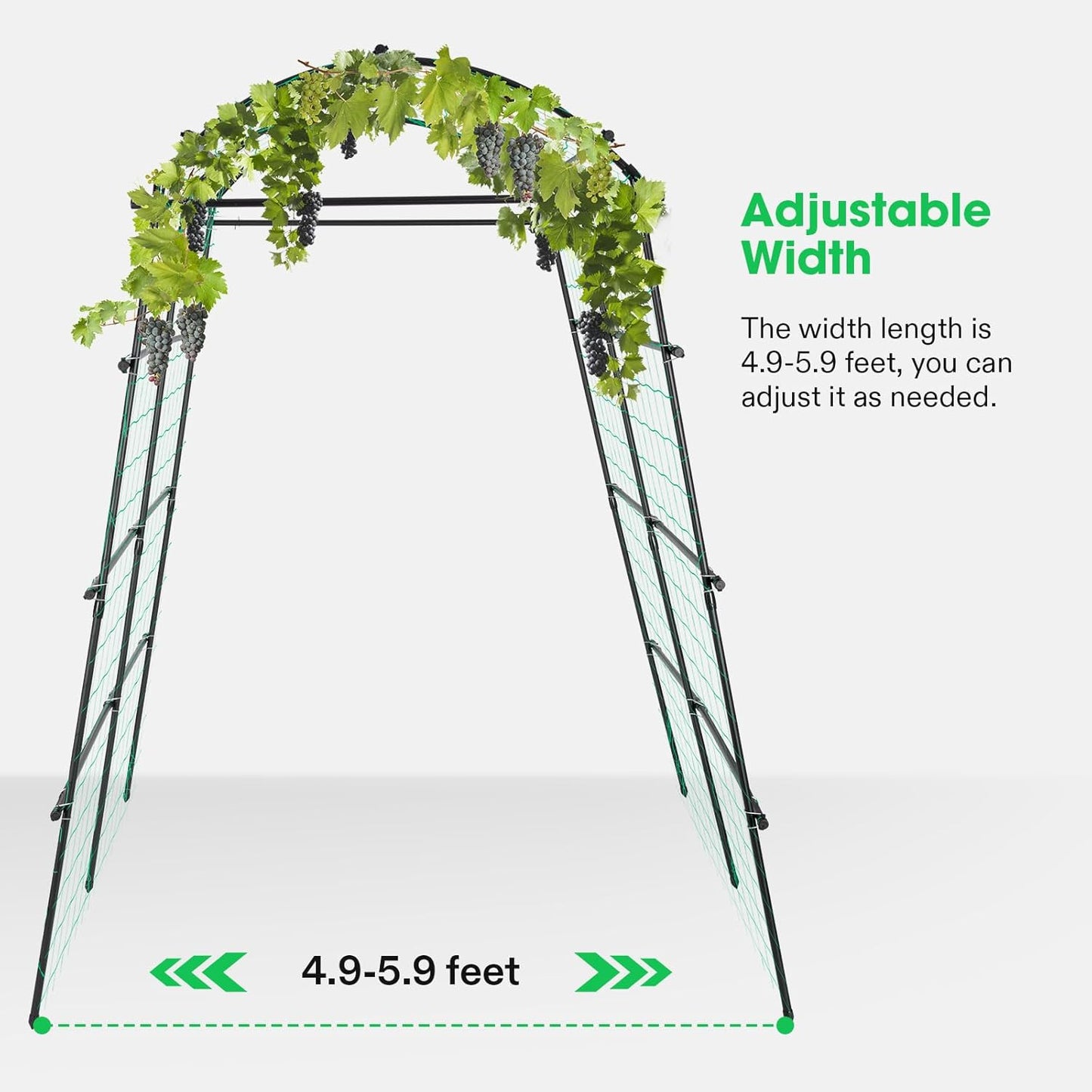 VIVOSUN 7Ft. Arch Trellis for Climbing Plants, 7 x 6 x 7ft Tall Metal Tunnel Trellis, Lightweight Metal Plant Support Archway with Nylon Netting for Climbing Vine, Vegetables, Fruits, Flowers, Black-VerdiqueGarden